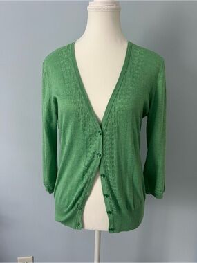 Light Green V-Neck Button Cardigan Sweater